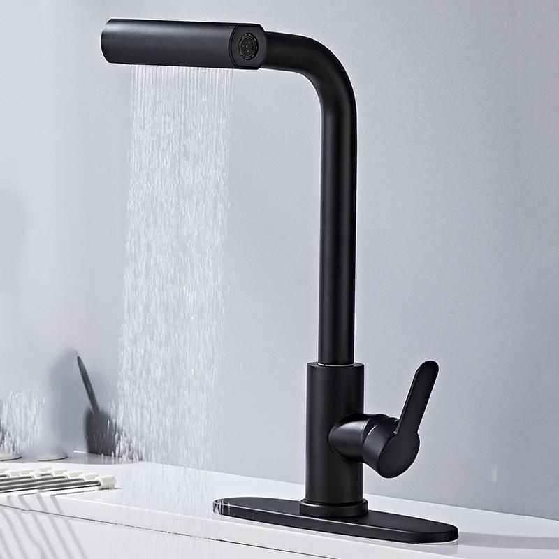 Pull-out 4 Modes Waterfall Kitchen Faucet Waterfall Black