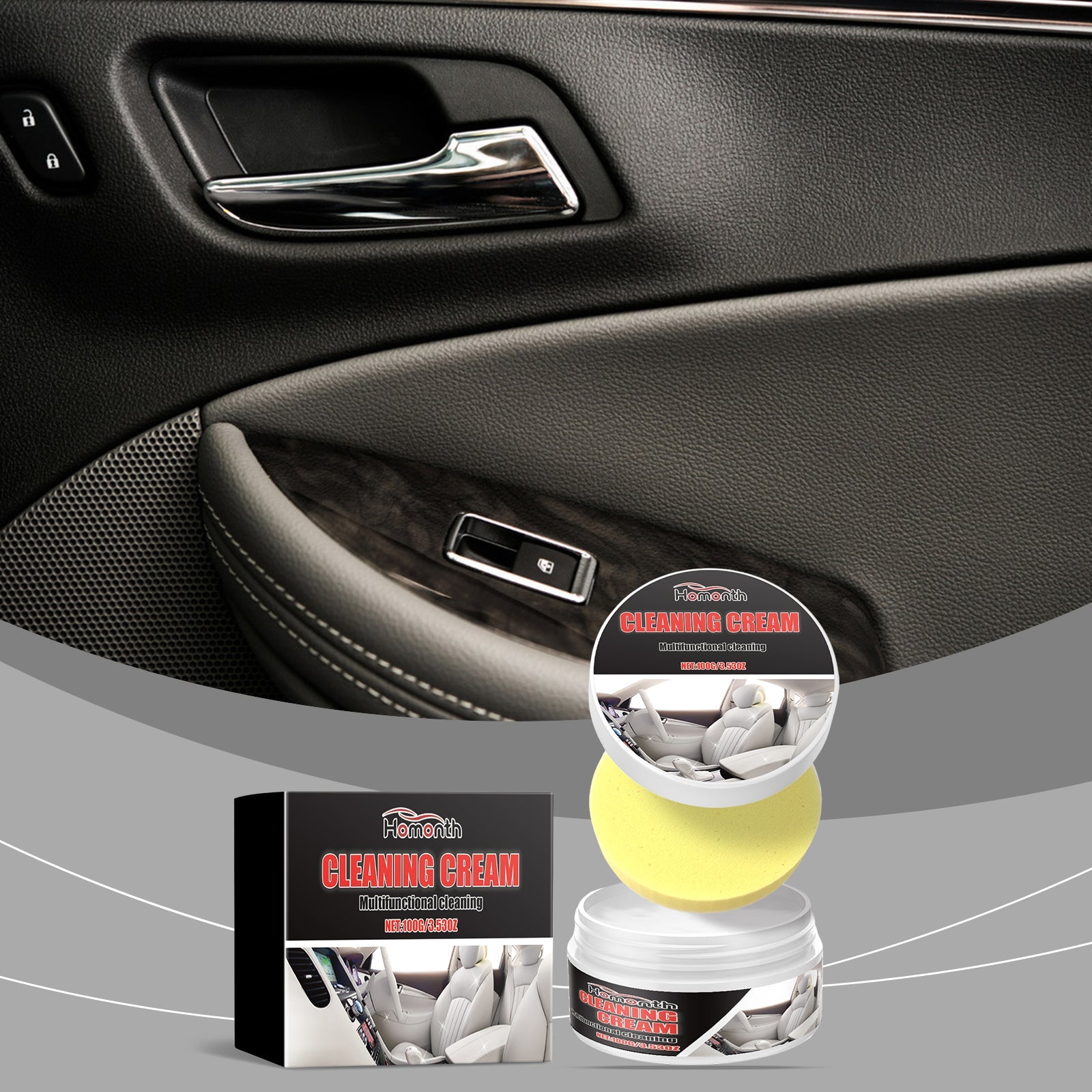 Car Interior Leather Cleaner, Restorer, Shine, Protect, Stain-Free, Easy to Use ,1set