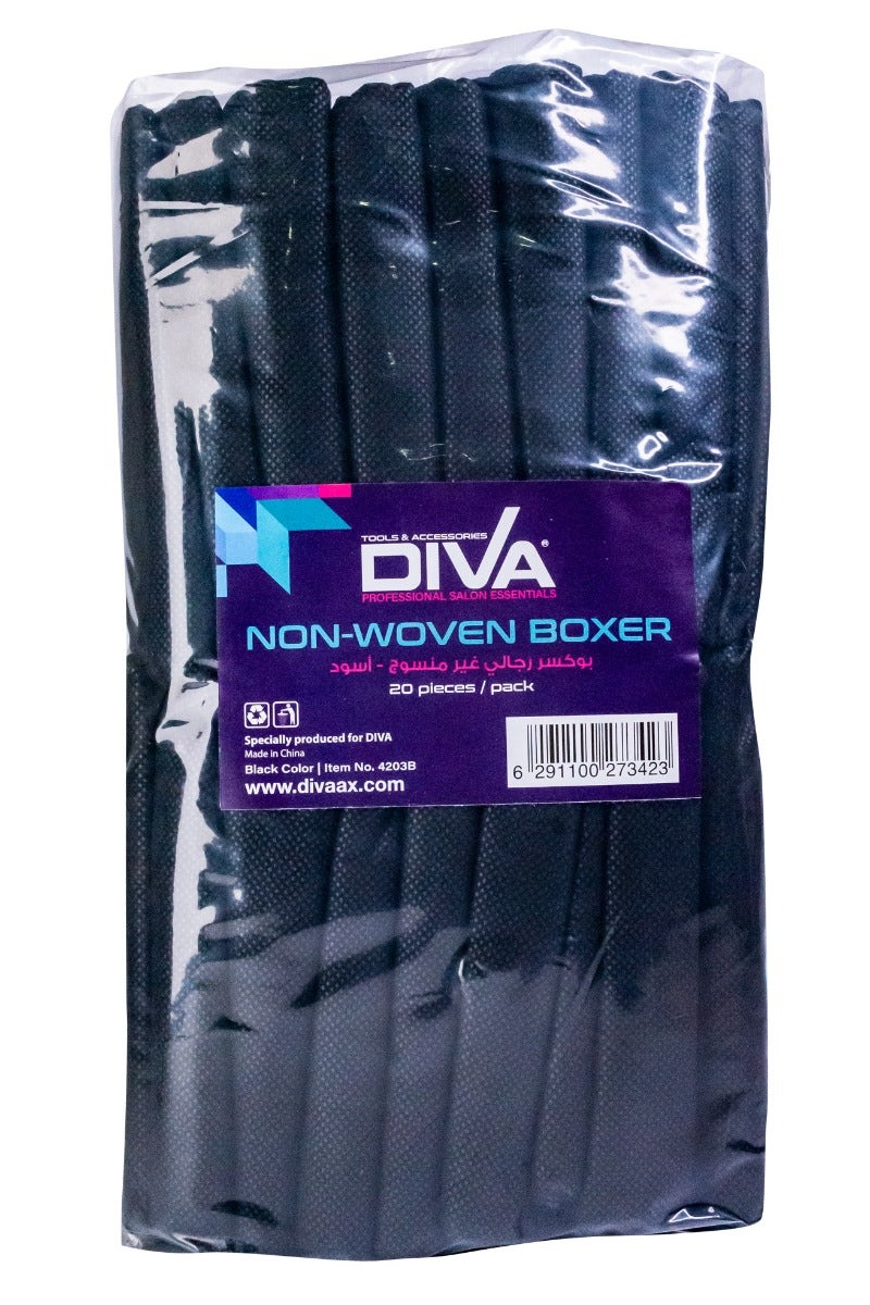 Diva Disposable Boxer Shorts Non Woven, Black, 20pcs/Pack