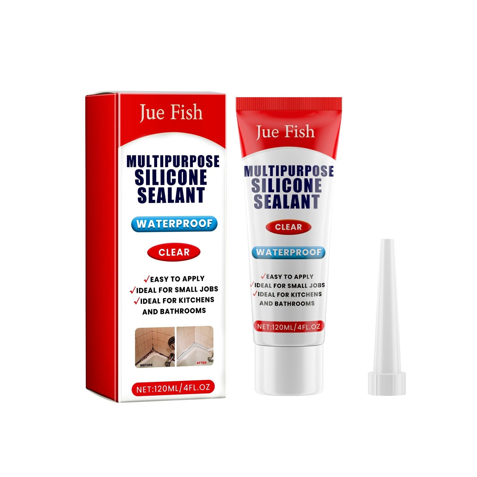 Premium Multipurpose Silicone Sealant, Waterproof, Moldproof, Kitchen Bathroom, Easy to Use ,120ml