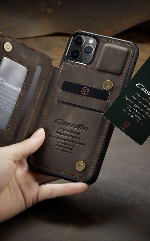 Multipurpose Leather Phone Case With Card Slots Zipper Wallet Back Cover For iphone 13