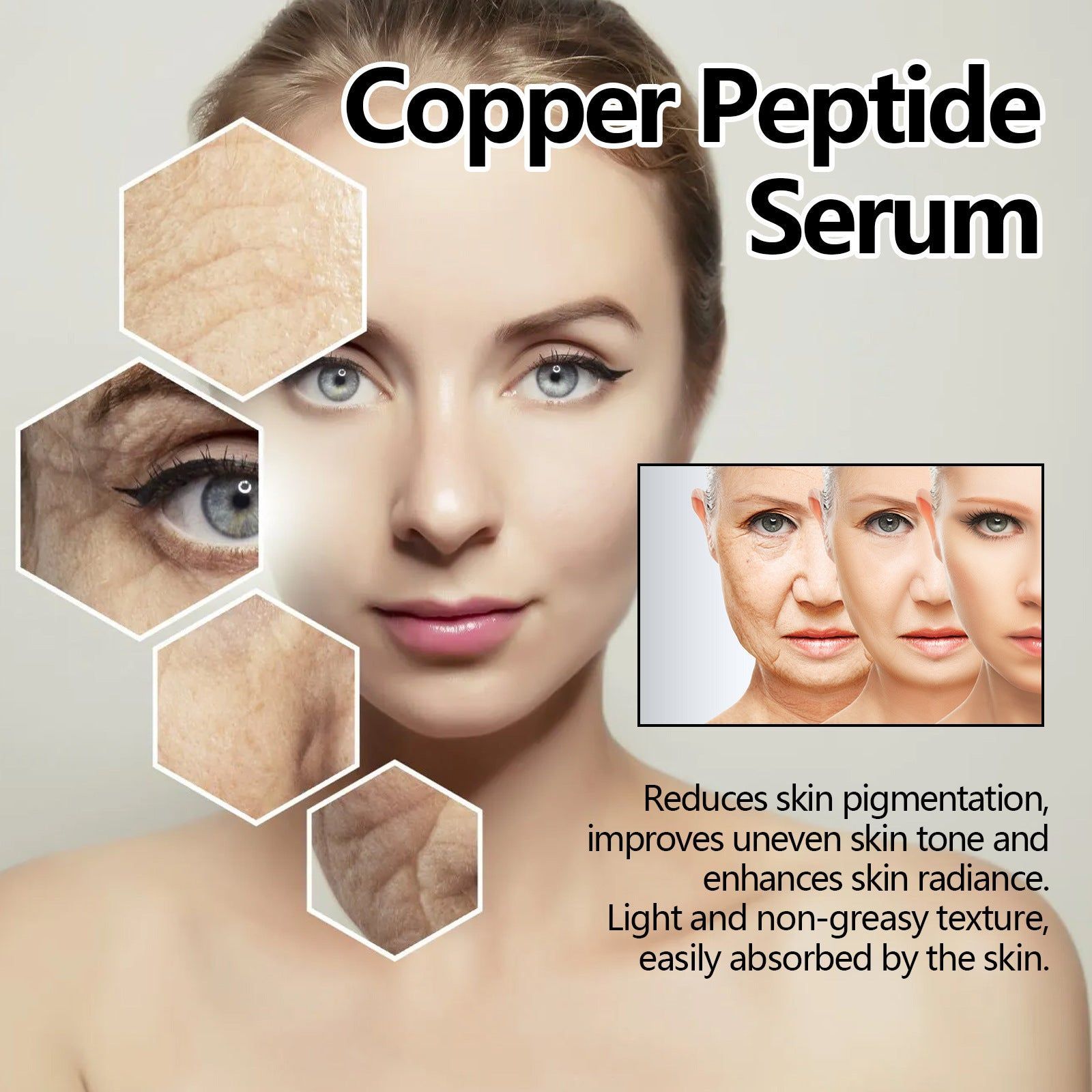 Copper Peptide Face Serum for Firming Skin, Anti-Aging, Brightening, Moisturizing ,30ml