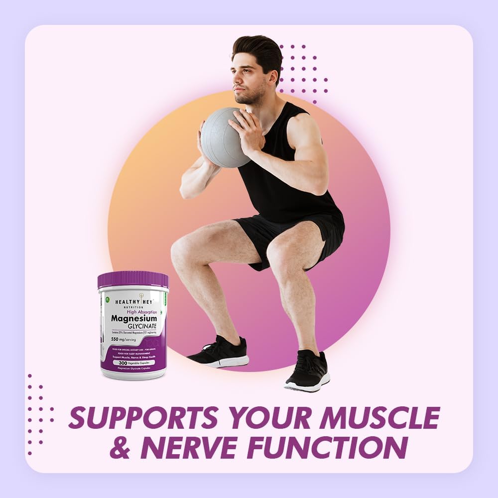 HealthyHey Nutrition High absorption magnesium glycinate 550 mg 300 vegatable capsules