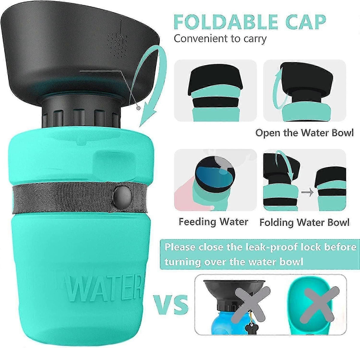 Pet Water Bottle For Dogs, Dog Water Bottle Foldable, Dog Travel Water Bottle, Dog Water Dispenser, Lightweight Convenient For Travel Bpa Free
