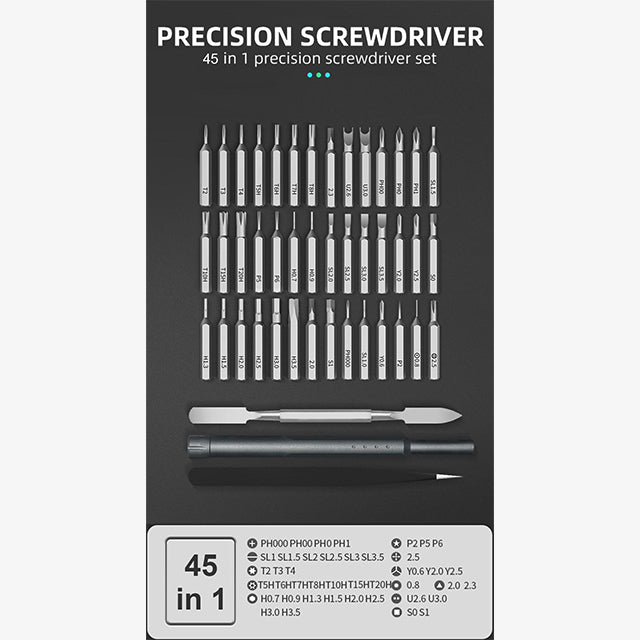 45-Piece Multi-Tool Screwdriver Set - Magnetic Precision Screwdriver Kit with Bits for Electric Devices