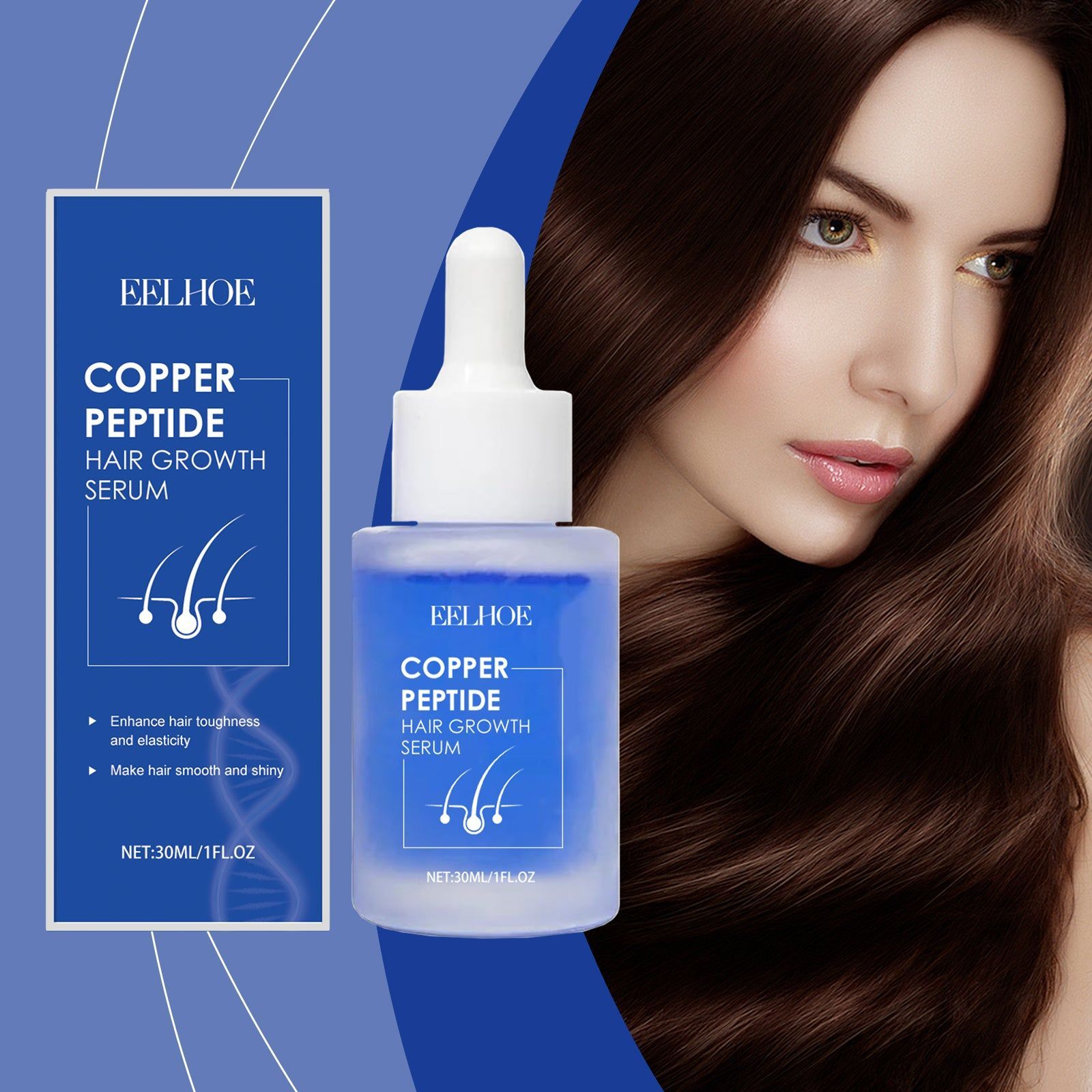 Blue Copper Peptide Hair Care Essence, Nourishing Frizz, Strengthening Hair, Moisturizing, Hair Growth Serum ,30ml