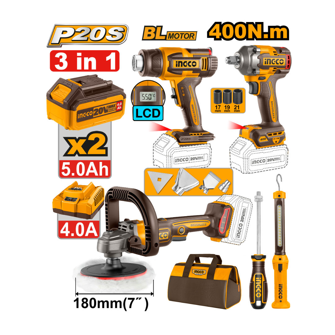 INGCO Cordless Tools Combo, 20V