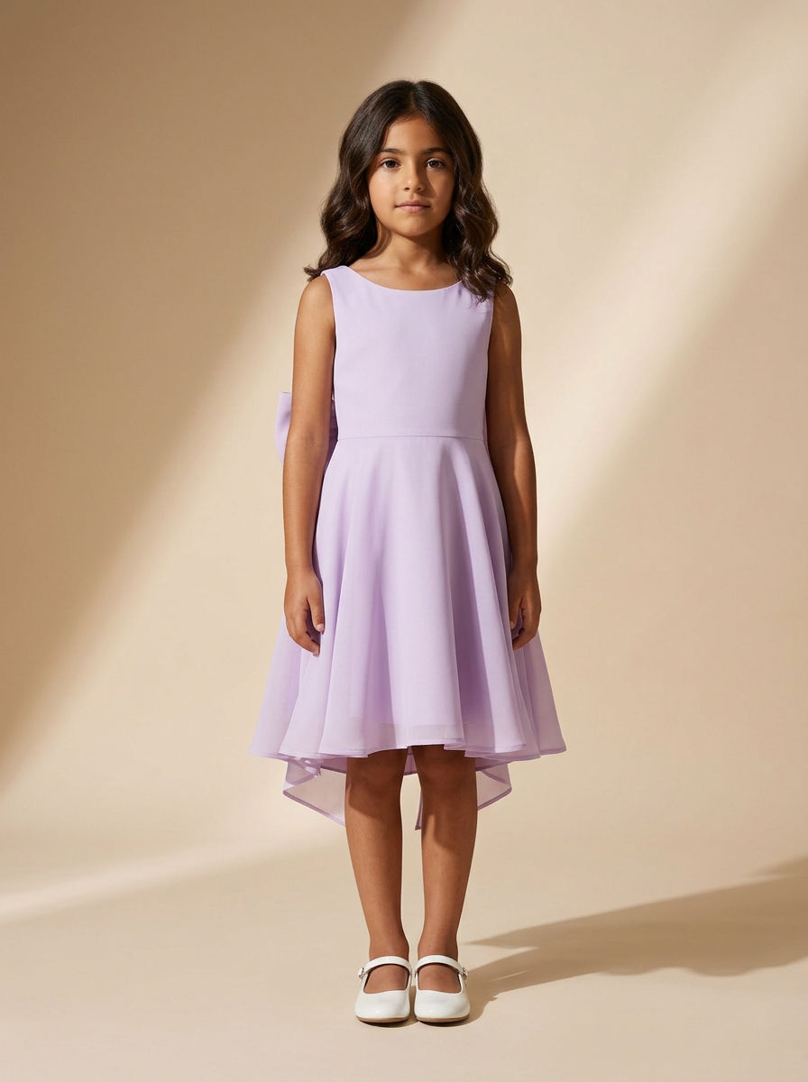 Girls Organza & tule Bow Dress Lavender