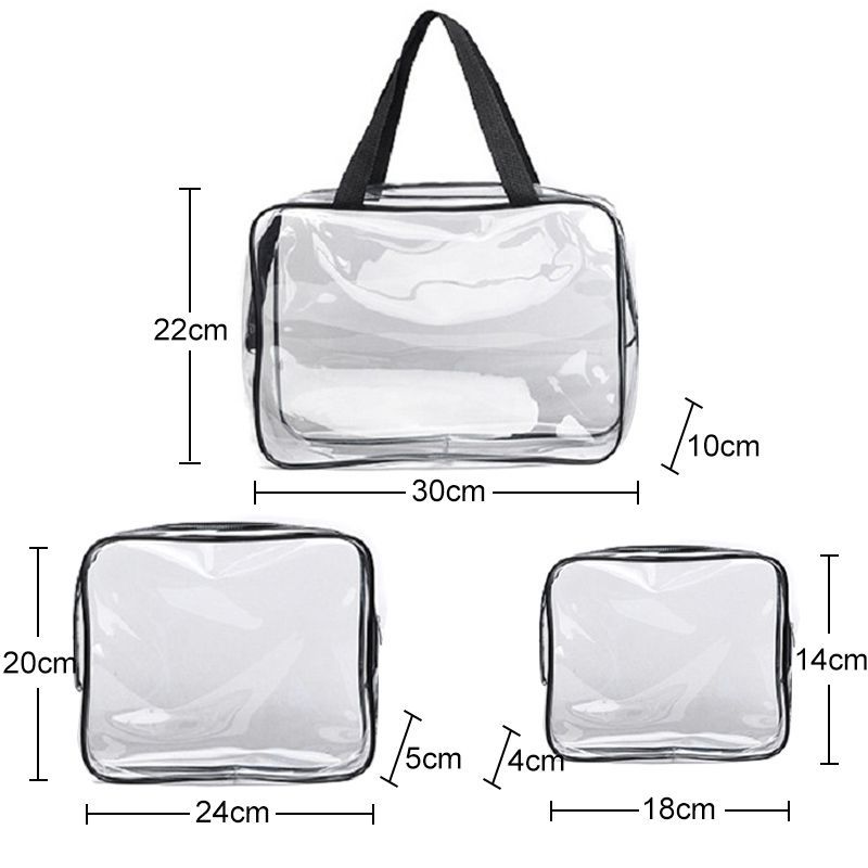 Portable Travel Zip Look PVC Bags Waterproof Transparent Makeup Storage Bag L