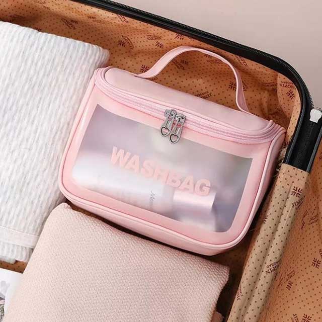 Large Capacity Portable Waterproof Transparent PVC Women Cosmetic Bag - Travel Organizer for Makeup & Toiletries