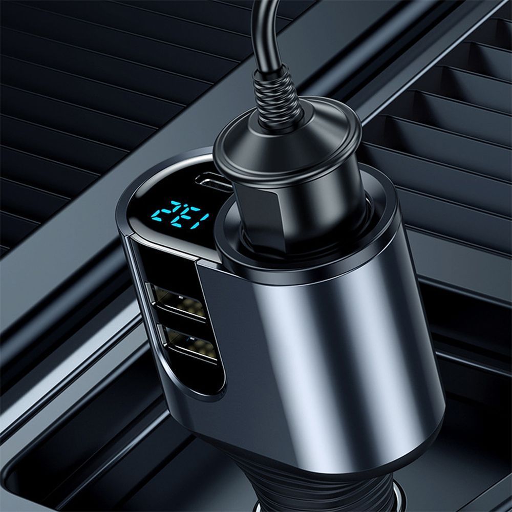 4 In 1 Car Charger Car Cigarette Splitter Fast Charger With LED Voltage Display