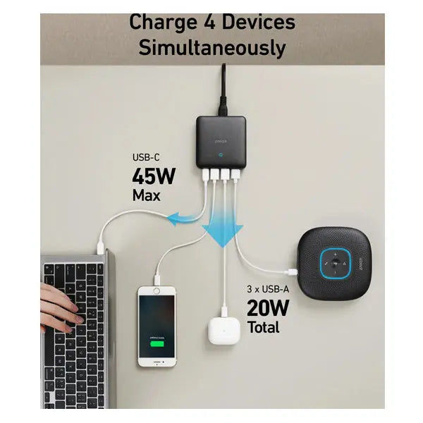 Anker PowerPort Atom III PD 45W + 4 USB Charger, Black