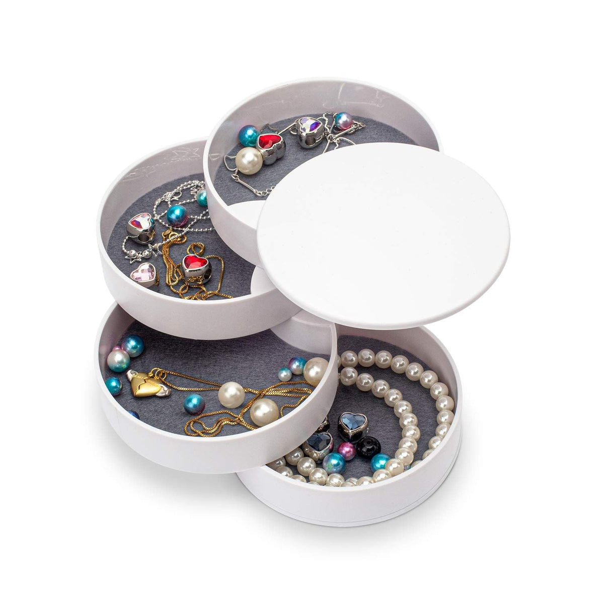 4 Layer Jewelry Organizer Box Jewelry Storage Case Earring Necklace Rings Holder