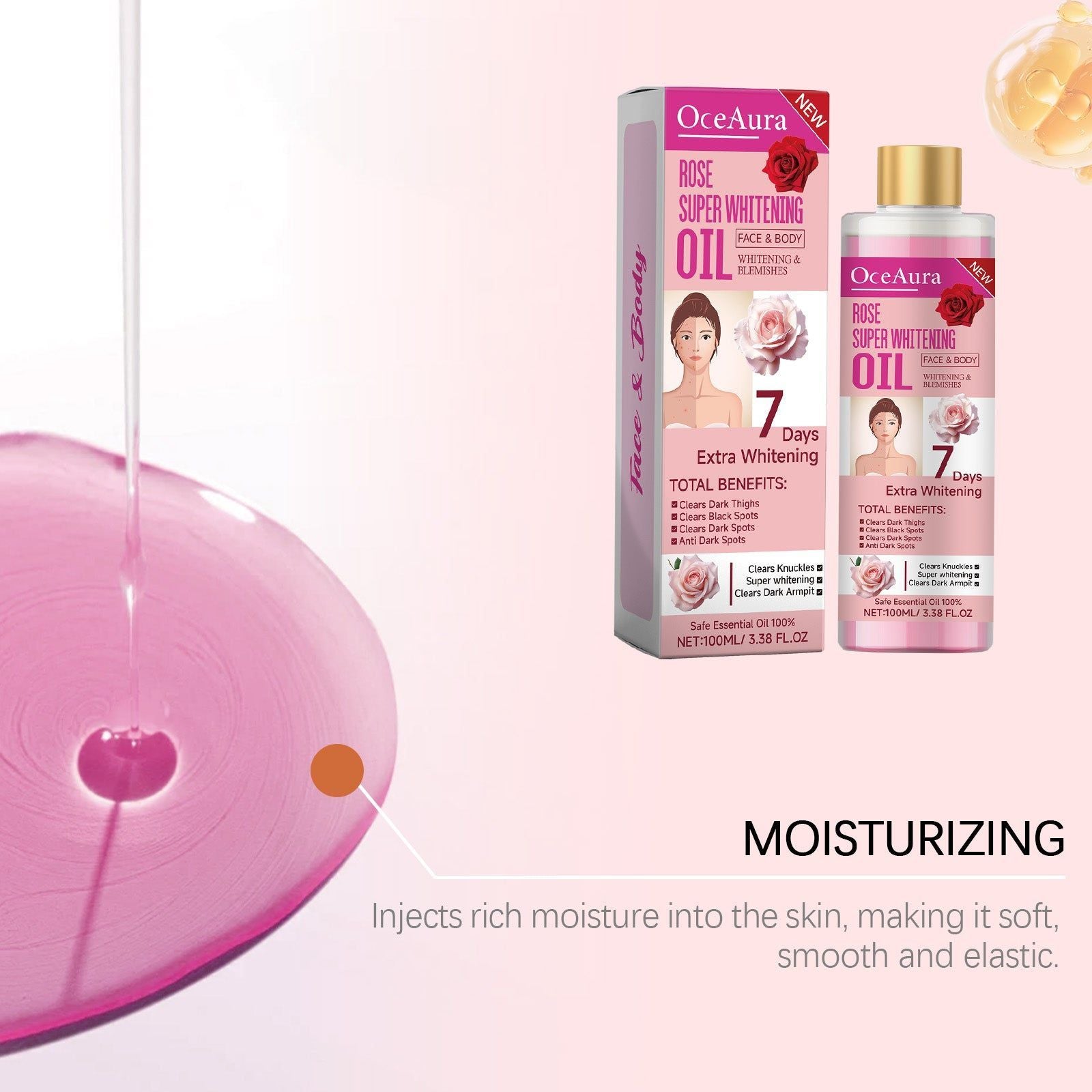 Body Essential Oil, Clear and Bright Skin, Brightening, Moisturizing, Soothing ,100ml