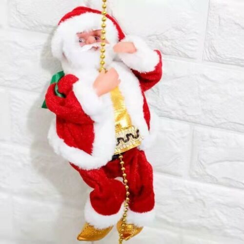 Santa Claus Musical Electric Doll Christmas Climbing Rope Santa Xmas Decor Gift Toy