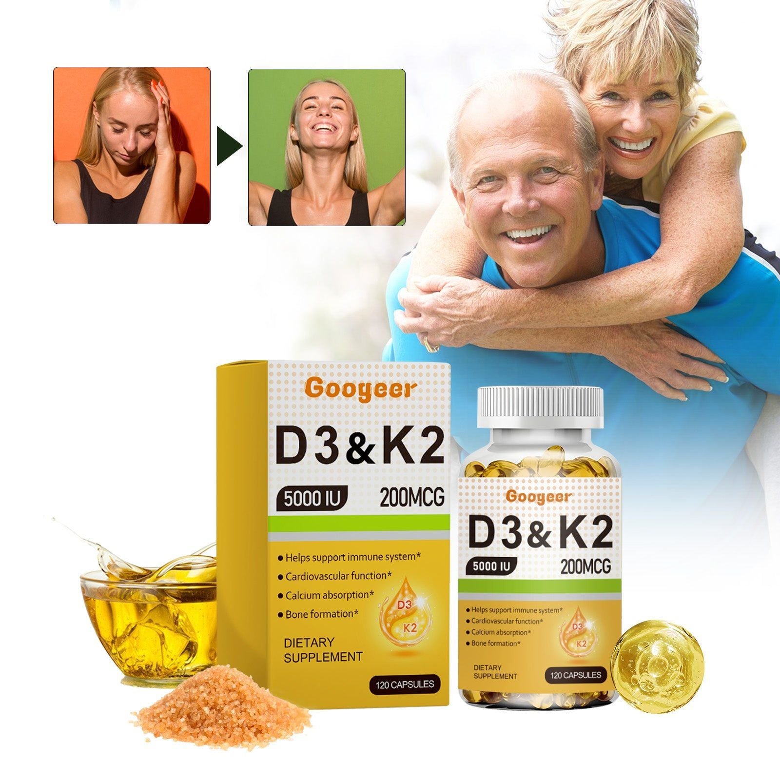 Boost Your Body Care, Vitality & Immunity with Vitamin Capsules, Relieve Fatigue ,120capsules