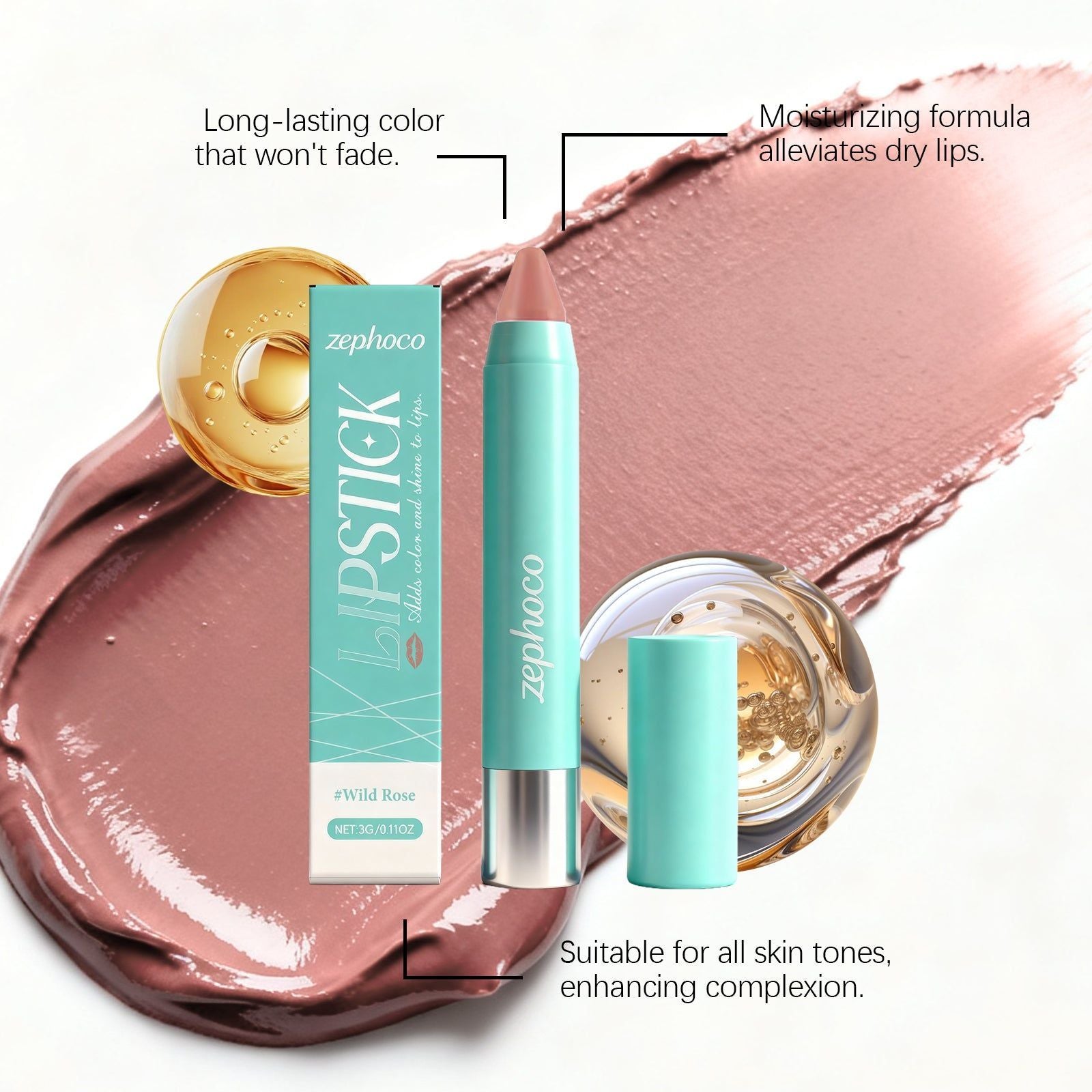 Beauty Collection Lipstick Pen, Light Pink, Smudge-Proof, Moisturizing, Easy Makeup ,3g