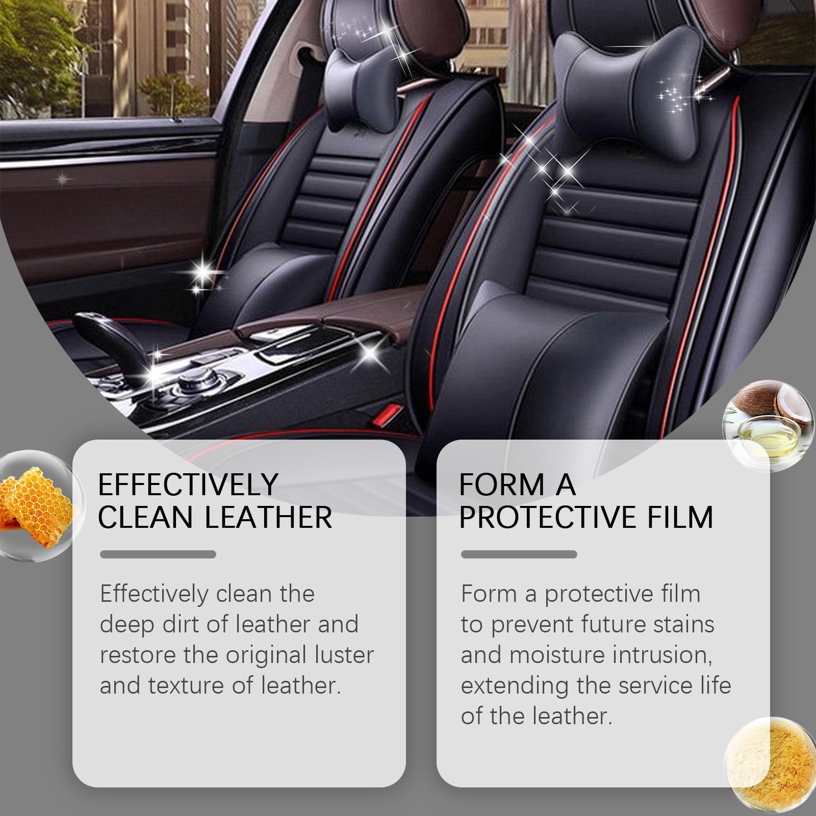 Car Care Leather Cream, Protect & Restore Interior, Shine & Moisture Barrier ,1set