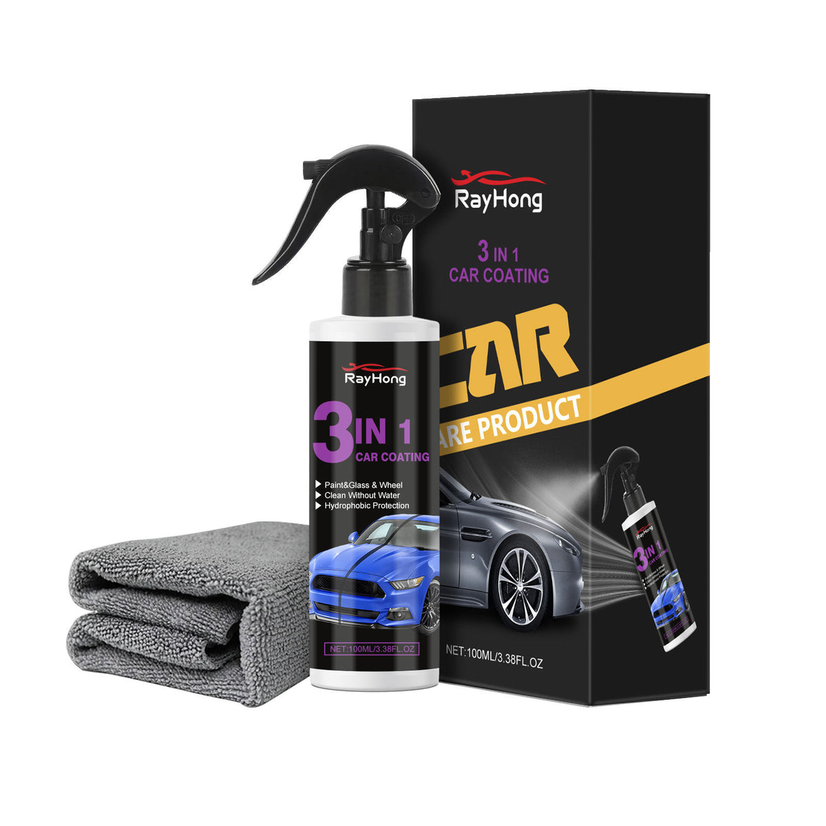 Revitalize Your Car with 3-in-1 Automotive Paint Spray, Glossy, Dust-Proof, Stain-Proof ,1 set