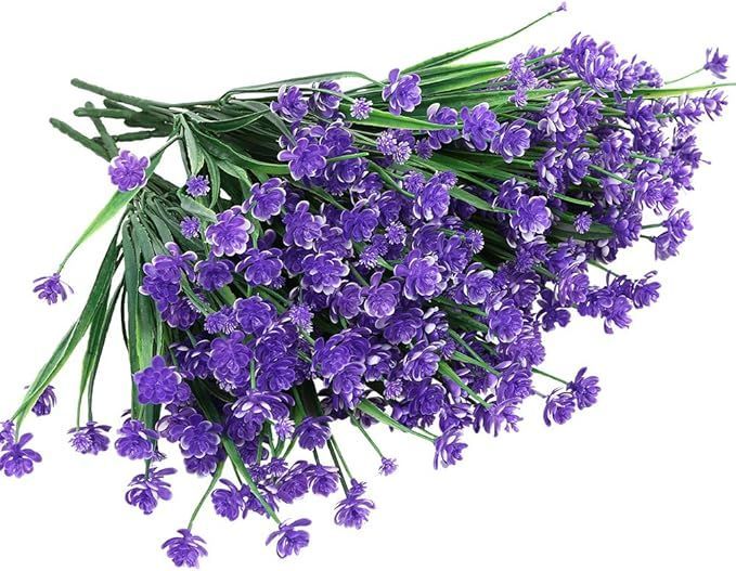 8 Bundles Artificial Flowers Outdoor Uv Resistant Faux Plastic Fake Greenery