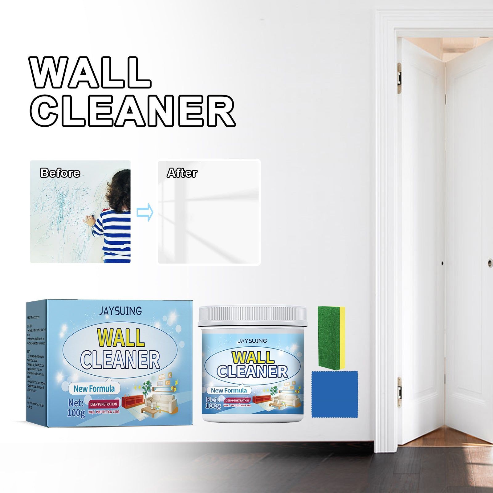 Mildew Resistant Wall Repair Paste, Easy Graffiti & Stain Removal, Renovate & Refresh ,1set