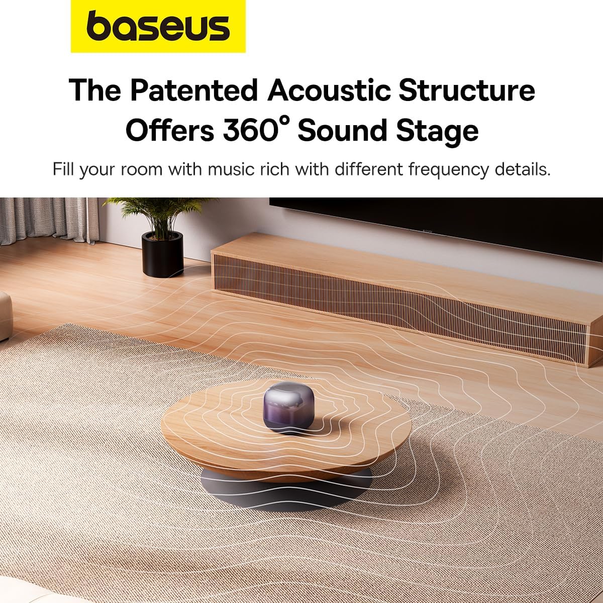 Baseus AeQur V2 Portable Bluetooth Speaker, Purple, 360 Sound