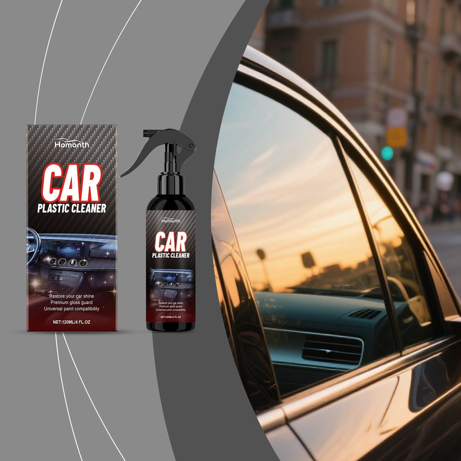 Car Interior Cleaning Spray, Quick Stain Removal, Gentle on Leather and Plastic ,120ml
