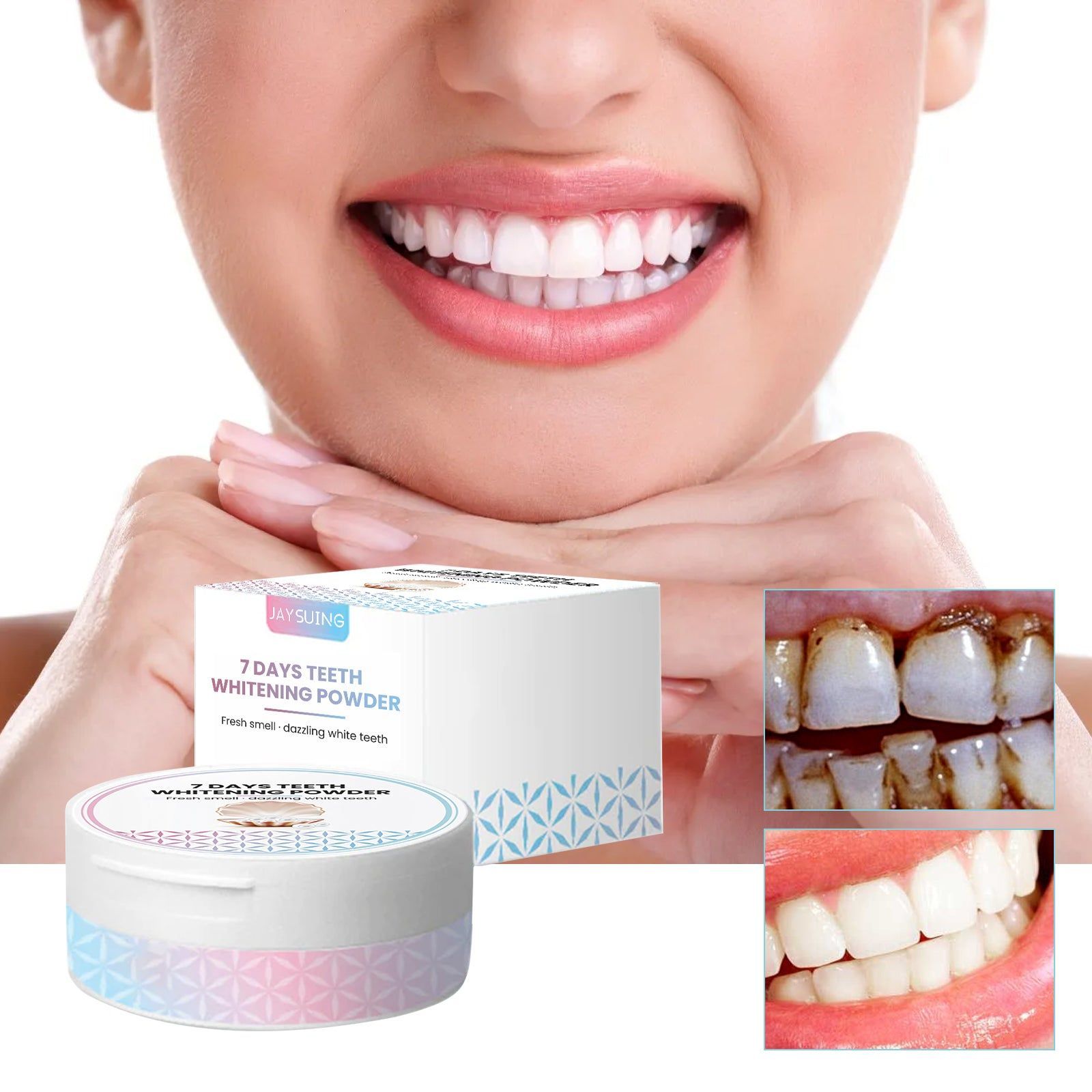 7-Day Teeth Whitening Powder, Oxidizes Stains, Fresh Breath, Natural Whitening ,50g