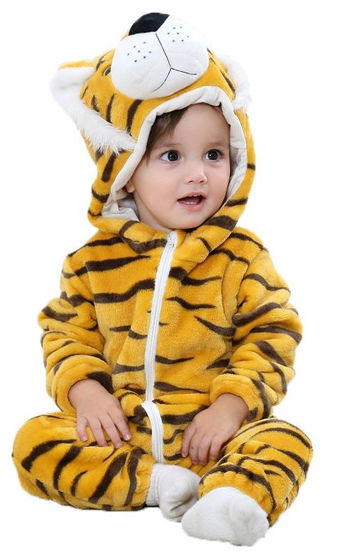 Baby Winter Animal Costume Flannel Hooded Jumpsuit Zipper Romper Cosplay Outfits