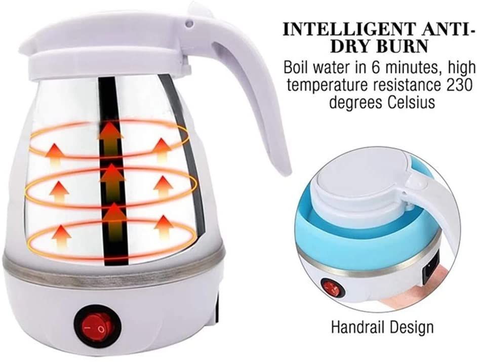 Folding Travel Kettle 600ml Electric Silicone Water Bottle Portable Heating Fast Kettle