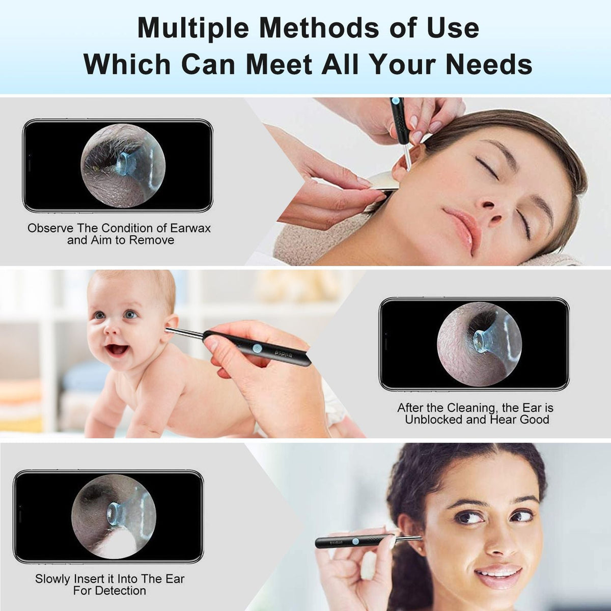 Ear Wax Cleaner Ear Picker Smart Ear Stick Wireless Ear Wax Removal Tool With Otoscope