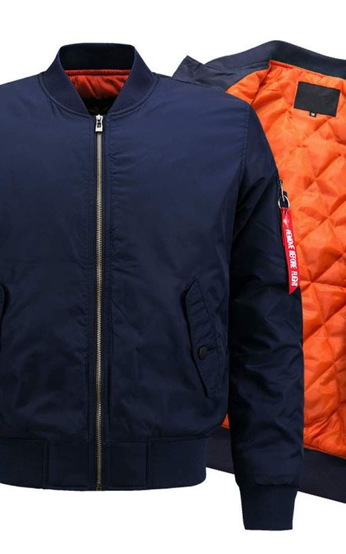 Men Bomber Jacket Stand Collar Zipper Flight Short Jacket Slim Tactical Windbreaker