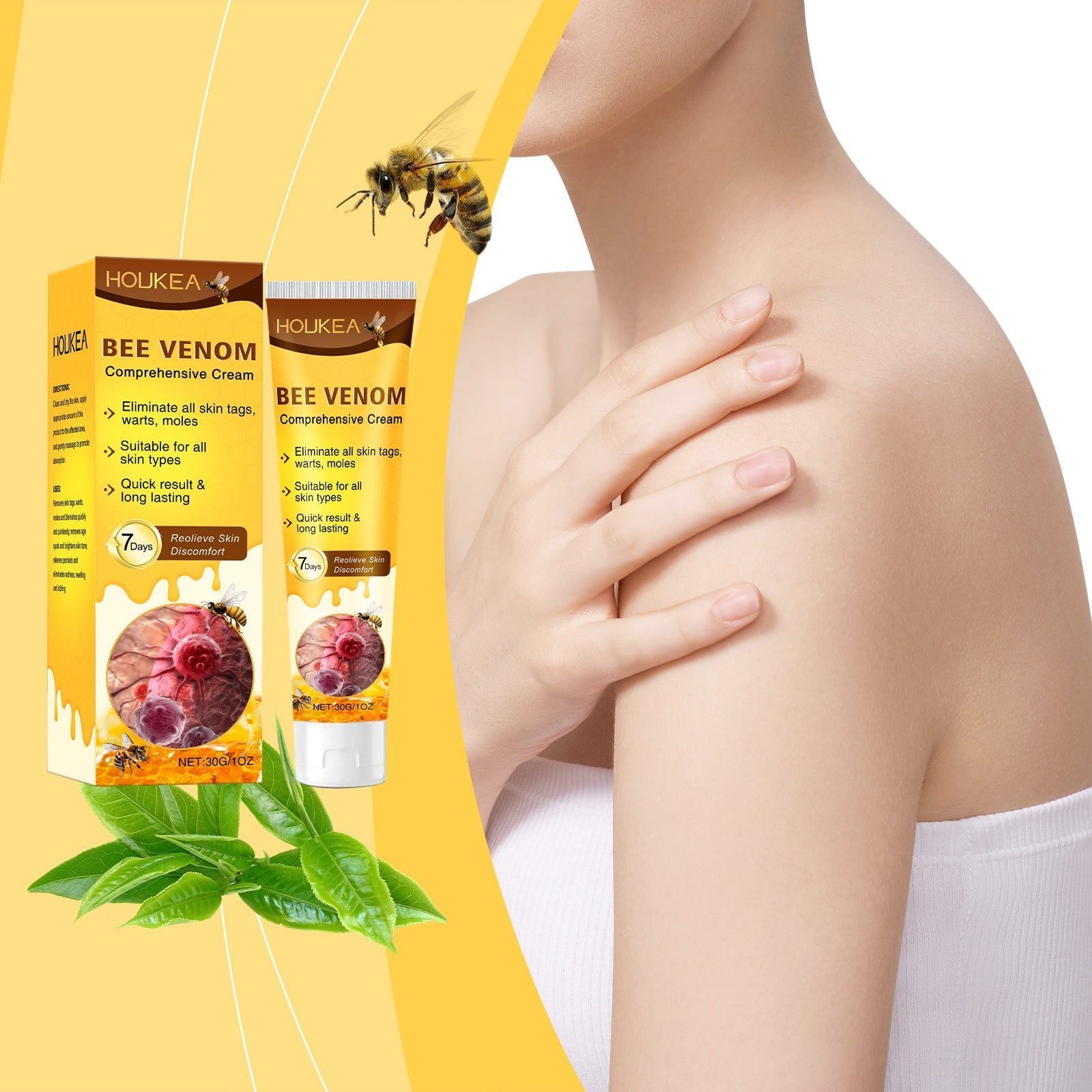 Bee Venom Skin Care Cream, Soothes Blemishes, Smooths Skin, Natural, Daily Use ,30g