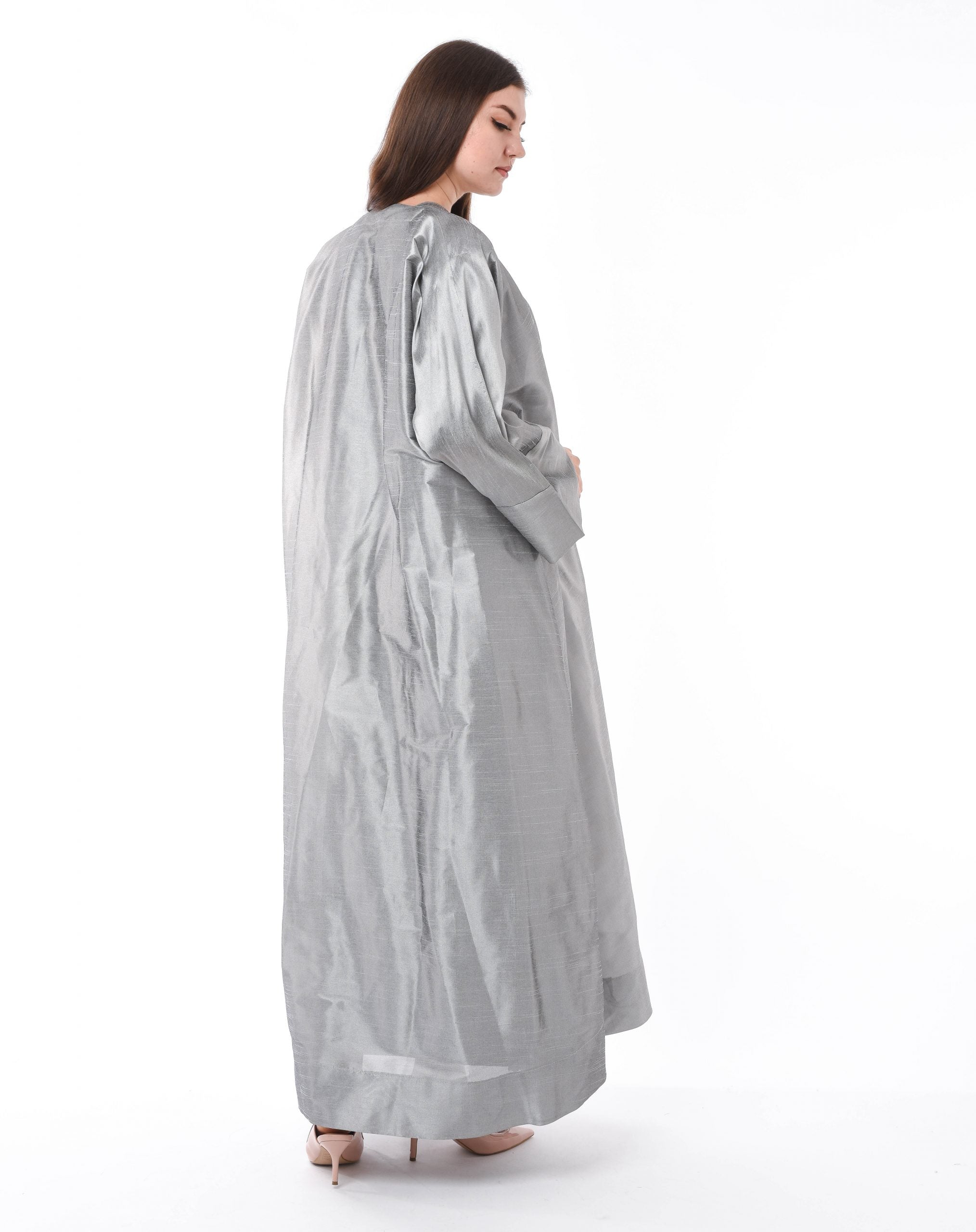 MOiSTREET Grey two piece Abaya With Skirt
