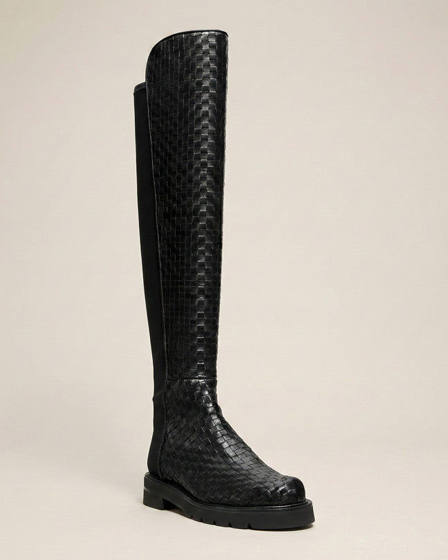 Stuart Weitzman 5050 lift woven black boots