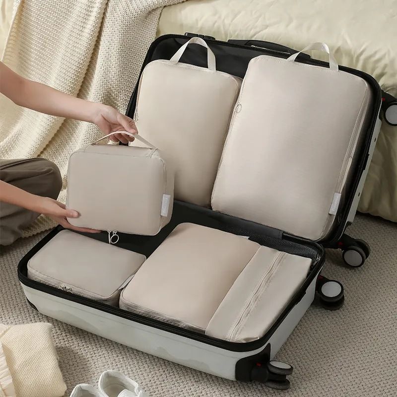 6pcs Compressed Travel Packing Cubes Set Clothing Luggage Storage Bag Suitcase Organizer