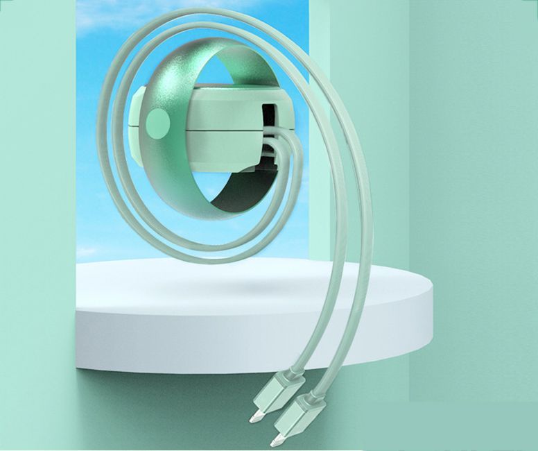 Rotating Lightning Telescopic Data Cable Storage 60W Phone Fast Charging Cable