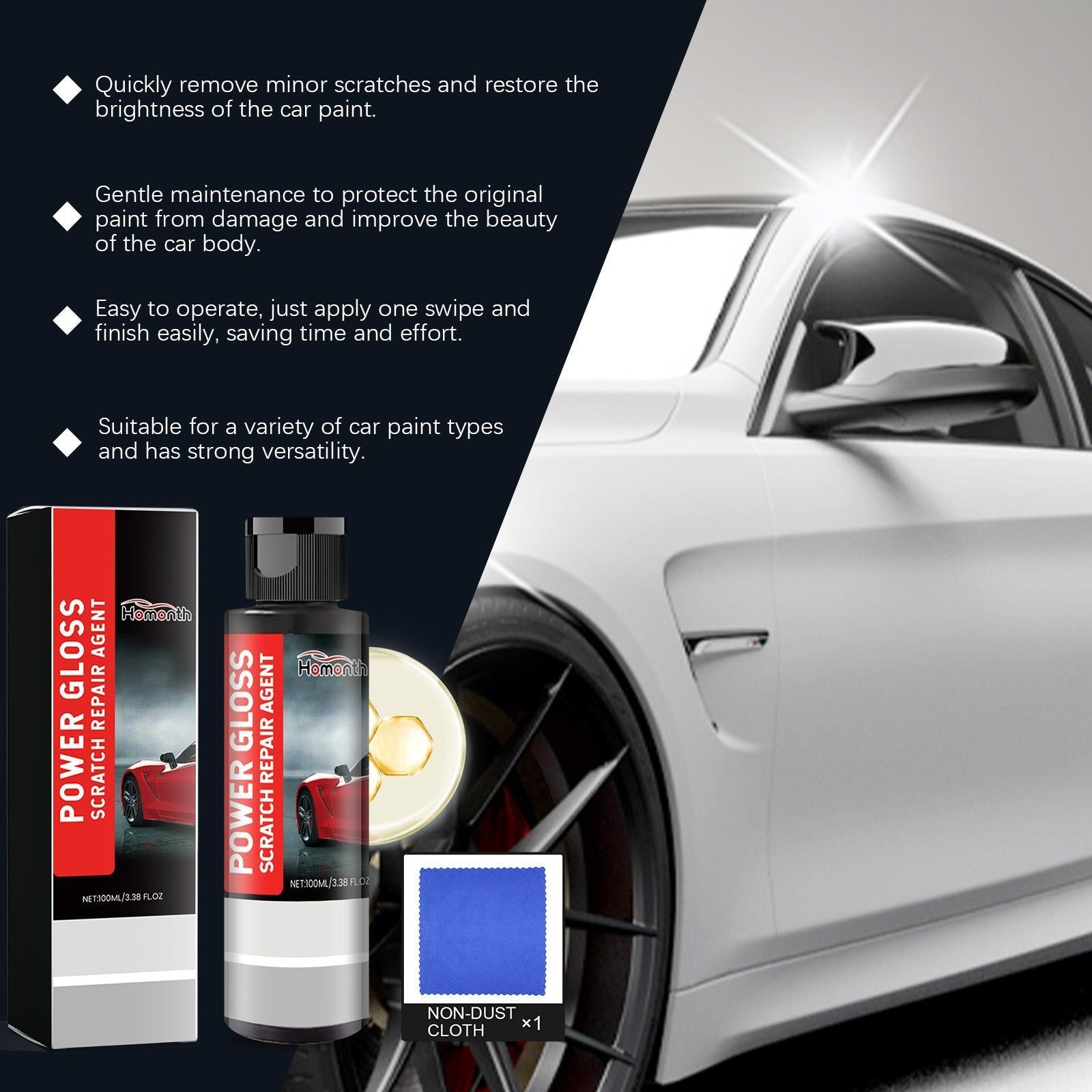 Car Scratch Repair Kit, Fast Scratch Fix, Car Paint Polishing, Mirror Finish ,1set