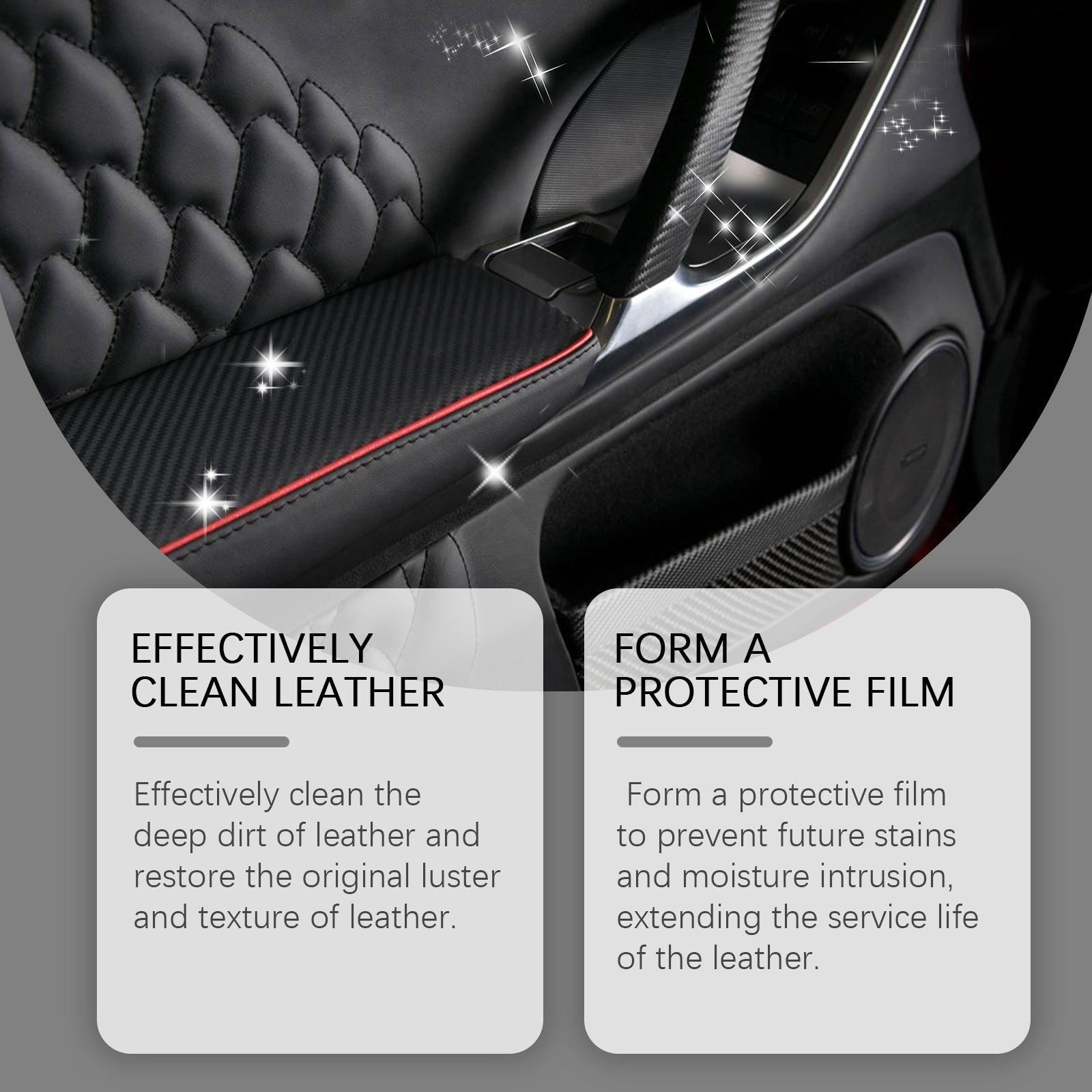 Car Interior Leather Cleaner, Restorer, Shine, Protect, Stain-Free, Easy to Use ,1set