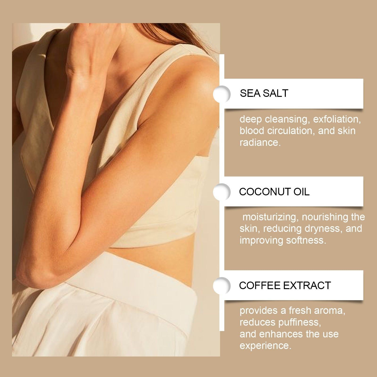 Coconut Coffee Body Scrub, Deep Cleansing, Exfoliating, Hydrating, Moisturizing, Natural Skin Care ,1 set