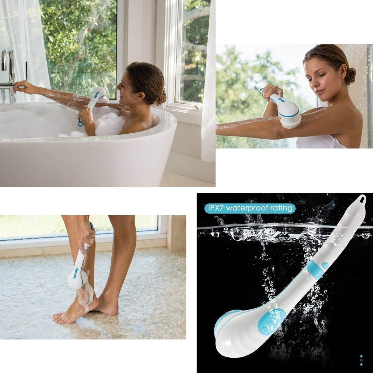 Electric Bath Brush Silicone Back Scrubber Rechargeable Shower Brush For Body Cleansing