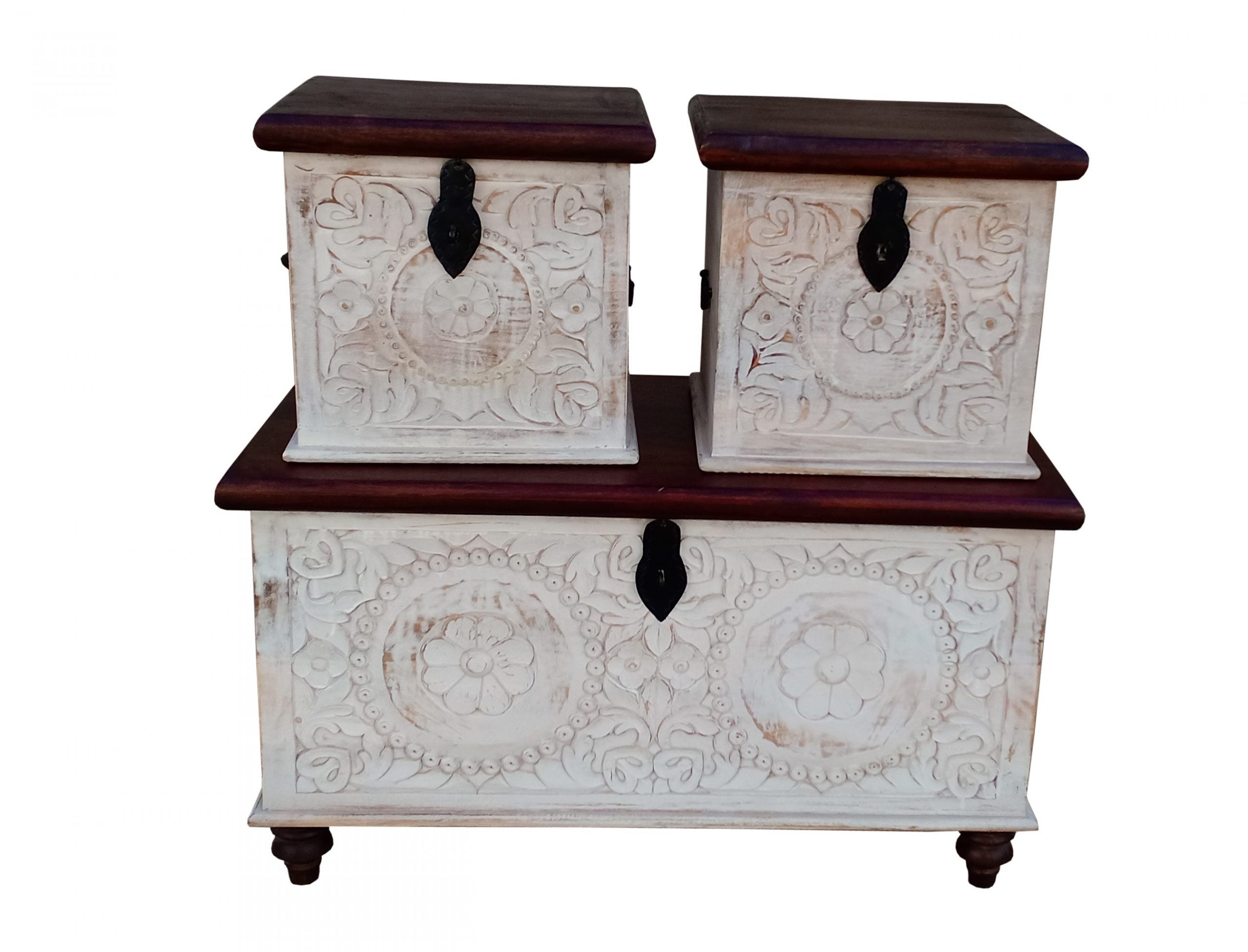 Natural White Accent Chests Set of 3 #KA3522