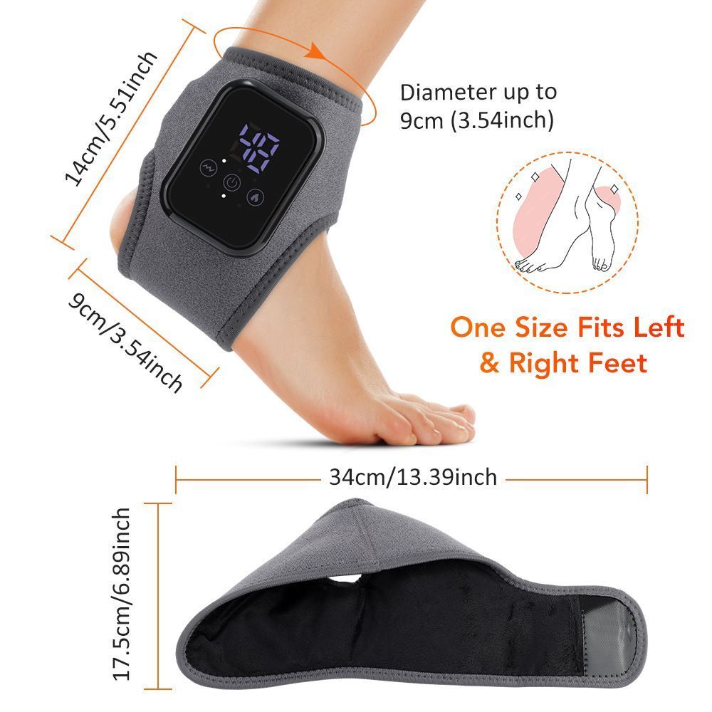 Electric Foot Ankle Massager Brace Pain Relief Vibration Hot Compress Therapy