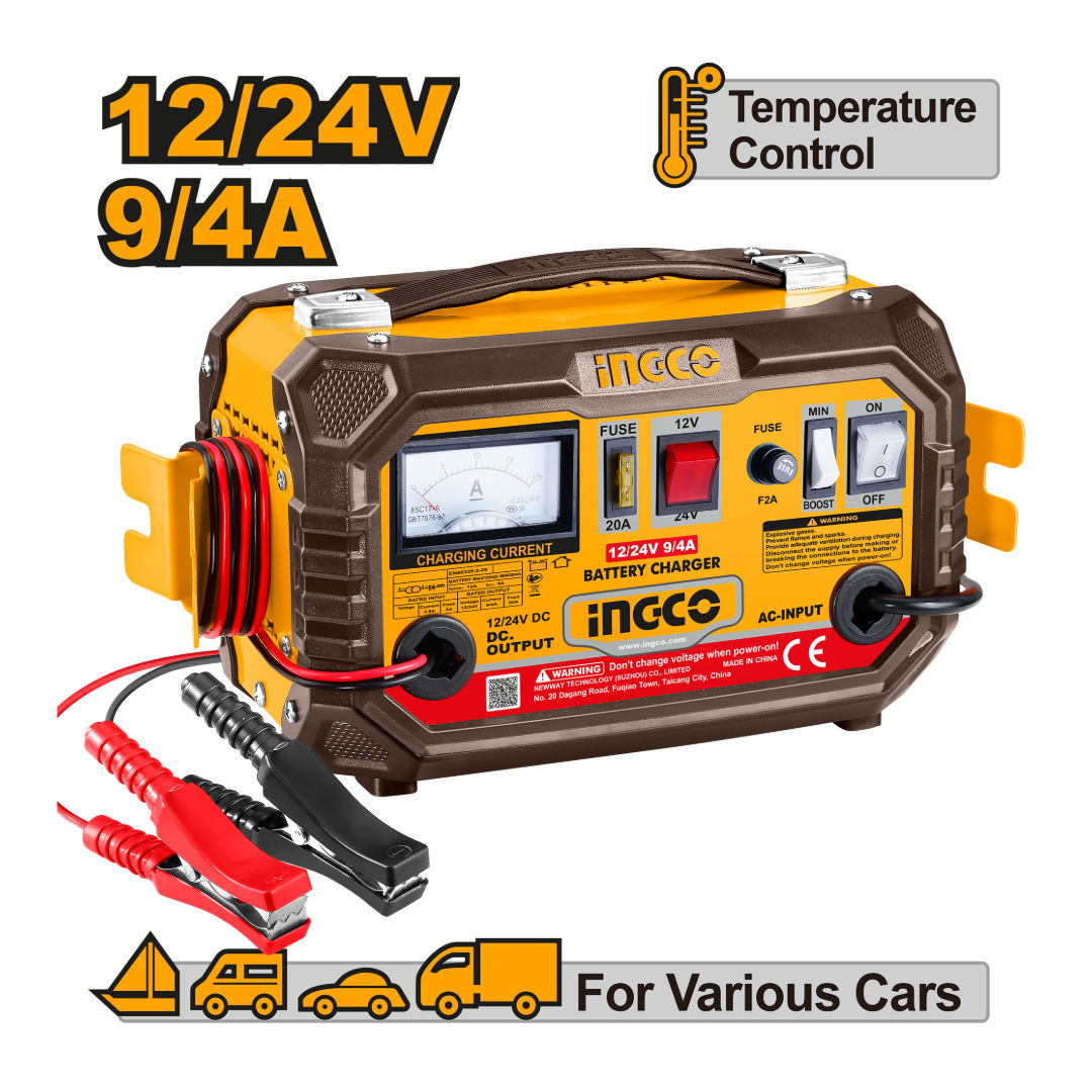 INGCO Battery Charger (ING), 28-180Ah Capacity
