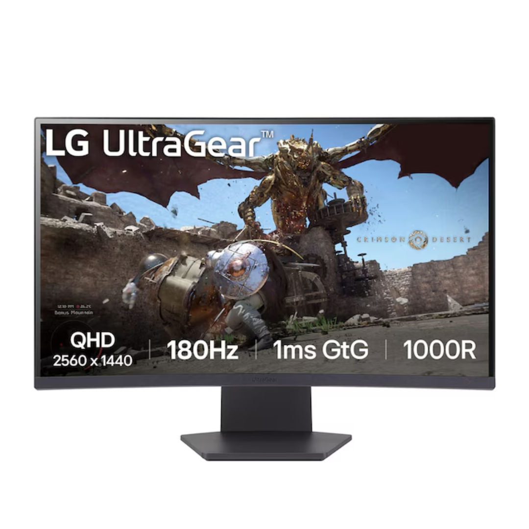 LG UltraGear 27GS60QC-B 27 Inch Curved Gaming Monitor, QHD 2560×1440, 180Hz, 1ms, HDR10, AMD FreeSync, 1000R Curved