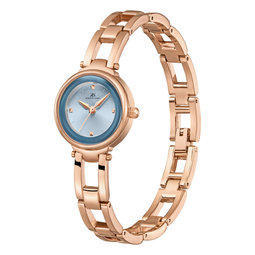 KENNETH SCOTT Rose Gold Analog Stainless Steel Strap Watch, K23516-RBKL Series