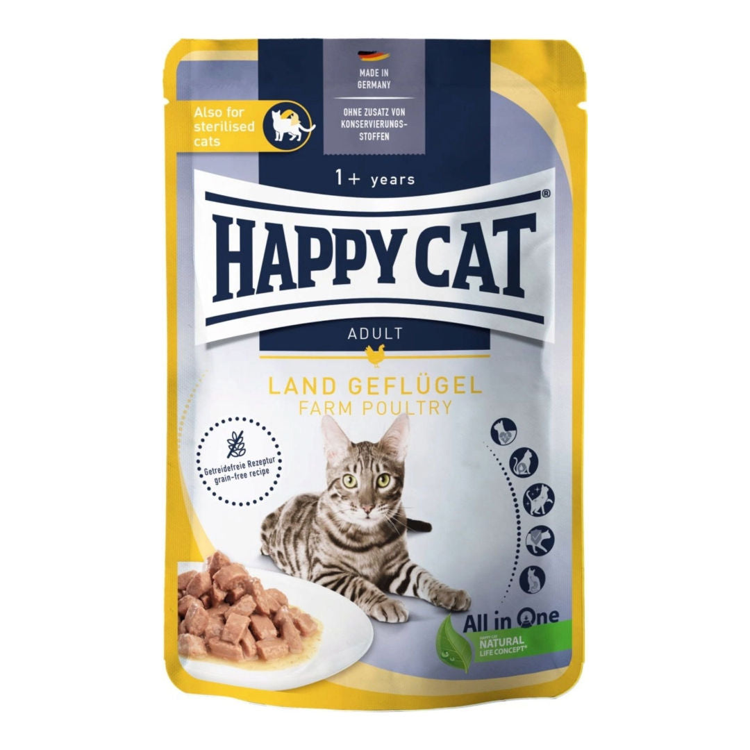 Happy Cat Meat In Sauce Poultry Wet Cat Food For Neutered Cats, 1+ Year Old, 85gm