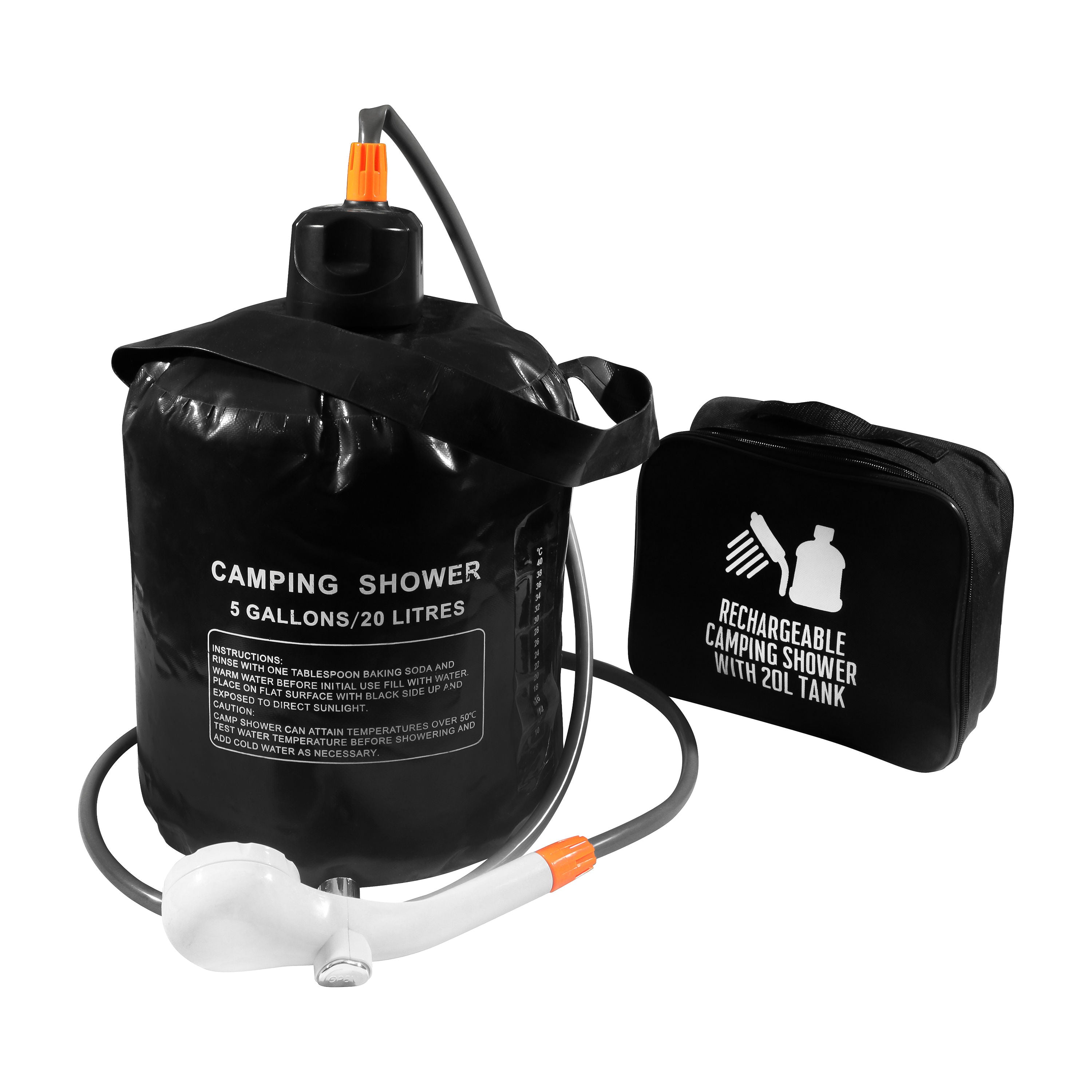 20L Rechargeable Portable Solar Camping Shower Kit with Storage Bag