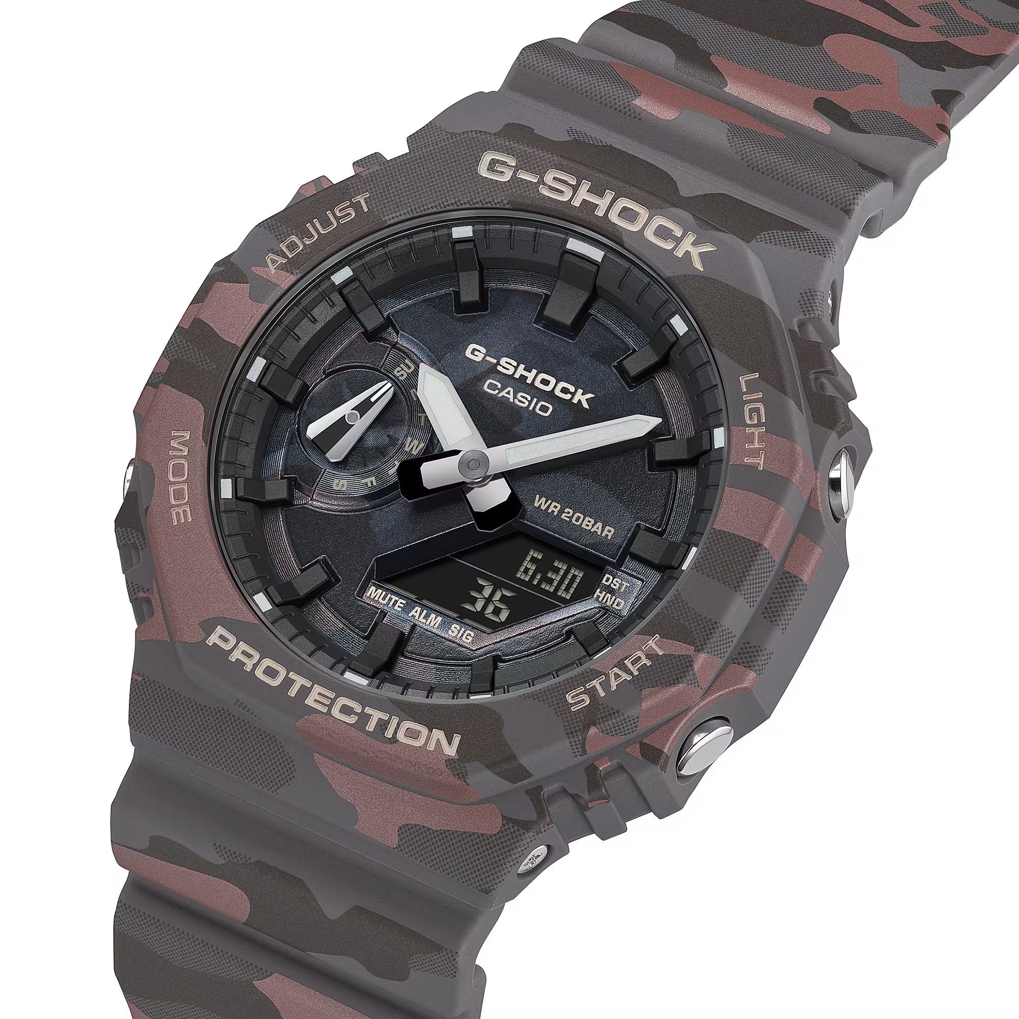 Casio G-SHOCK Analog-Digital 2100 Series GA-2100CMD-8ADR, Camouflage Dial Bio-Based Resin Shock Resistant Watch
