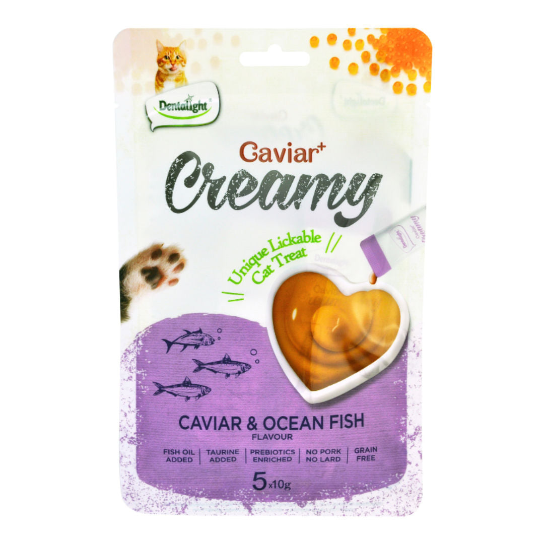 Dentalight Caviar+ Creamy Lickable Cat Treat, 5-Pieces x 10gm